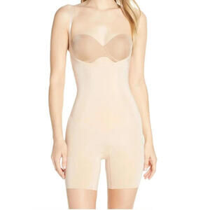 Spanx OnCore Open-Bust Mid-Thigh Bodysuit Shapewear Size XL nude 10130R (E-8)